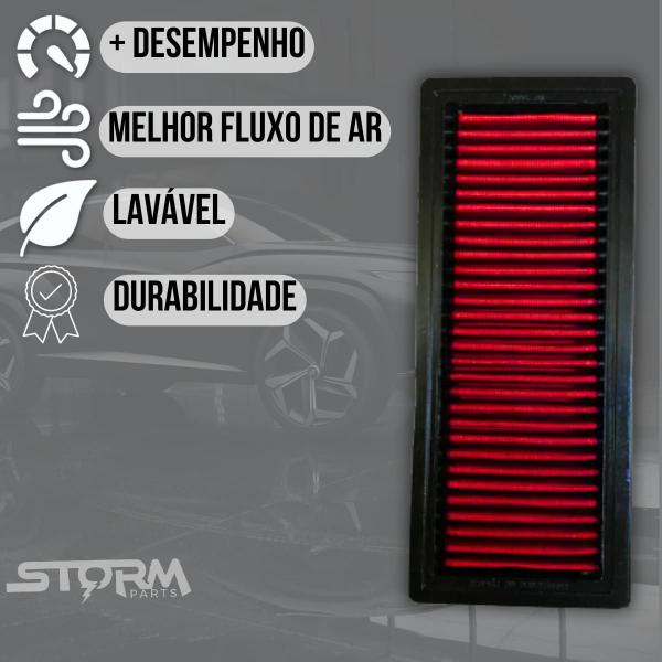 Imagem de Filtro De Ar Esportivo Peugeot 2008 1.6 Thp Turbo ano 2015 a 2023 Suv Rs Filter Griffe Inconcert Flex Skywalker Style Crossway Lavável Reutilizável