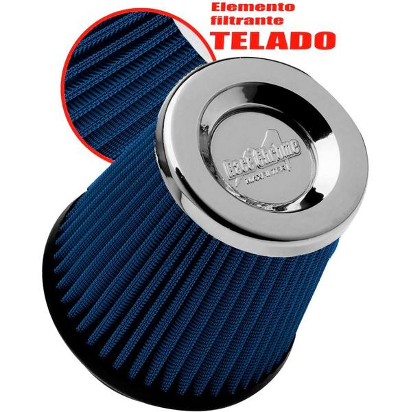 Filtro de Ar Esportivo Tecido Azul Cônico Injeção 62mm - RACE CHROME Imagem de Filtro de Ar Esportivo Tecido Azul Cônico Injeção 62mm