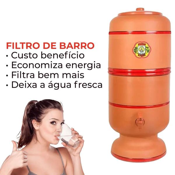 Imagem de Filtro De Barro Capacidade Total 6 Litros ( 03 litros em cima + 03 litros embaixo ) - Santa Mônica