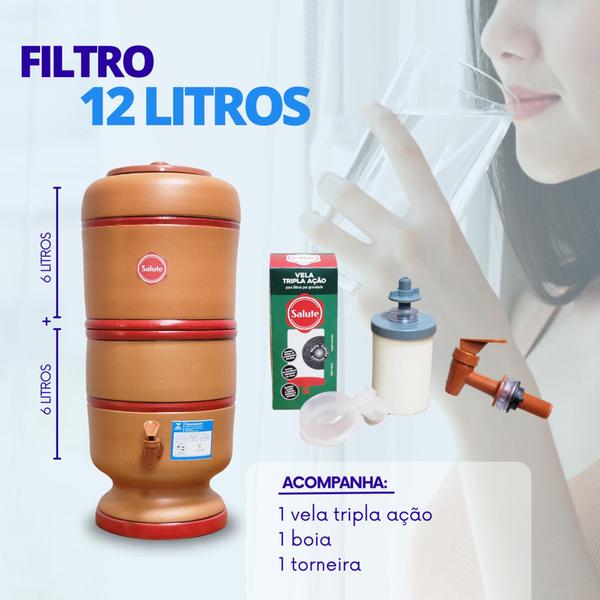 Imagem de Filtro de Barro Salute 12 litros com vela TRIPLA AÇÃO e Boia