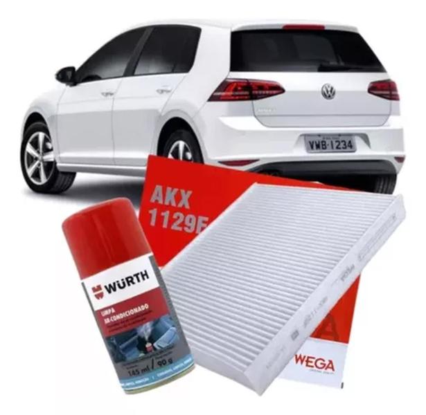 Imagem de Filtro de Cabine AKX1129F + Limpa Ar Condicionado Wurth Volkswagen Golf