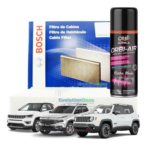 Filtro De Cabine Ar Condicionado Bosch Jeep Renegade Compass Fiat Toro + Spray Higienizador 0986BF0655 Imagem de Filtro De Cabine Ar Condicionado Bosch Jeep Renegade Compass Fiat Toro + Spray Higienizador 0986BF0655