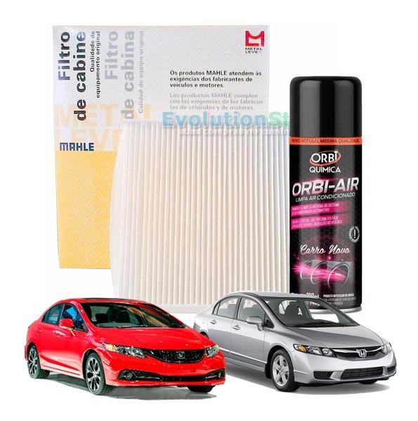 Imagem de Filtro De Cabine Ar Condicionado New Civic 2007 À 2015 Com Spray Higienizador  Mahle MetalLeve LA1171