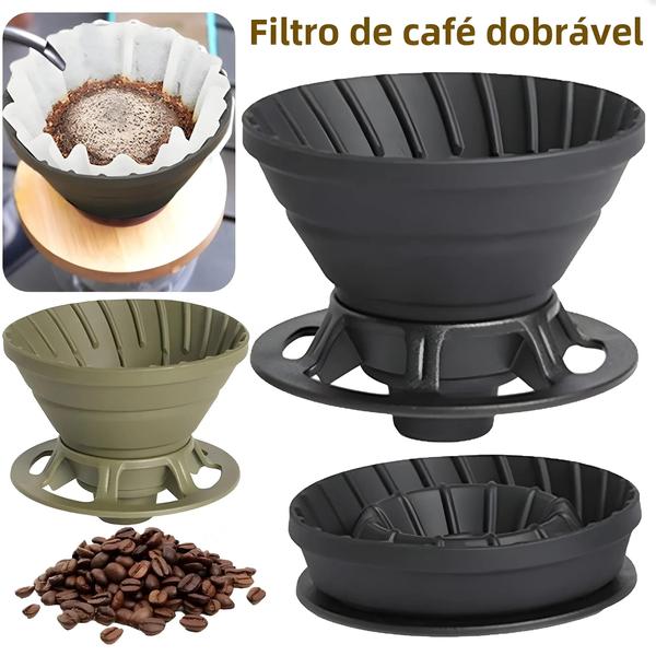 Imagem de Filtro De Café De Silicone Dobrável Portátil Suporte De Gotejamento Reutilizável Funil Cesta Bule De