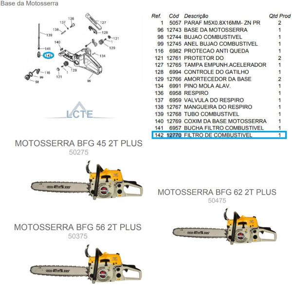 Imagem de Filtro de Combustível Bico Fino P/ Motosserra 62 Plus BFG 