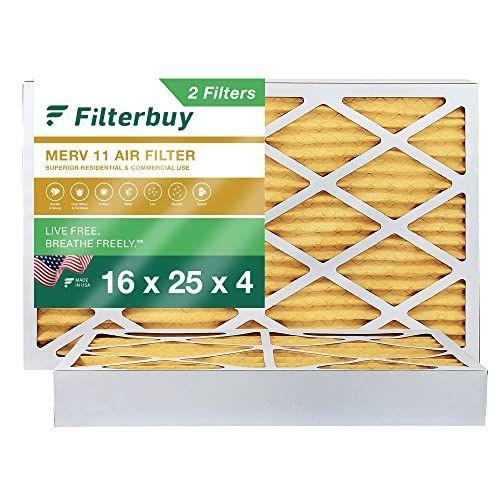 Imagem de Filtro de filtro 16x25x4 Filtro de ar MERV 11, Filtros de forno HVAC AC Plissados (2-Pack, Ouro)