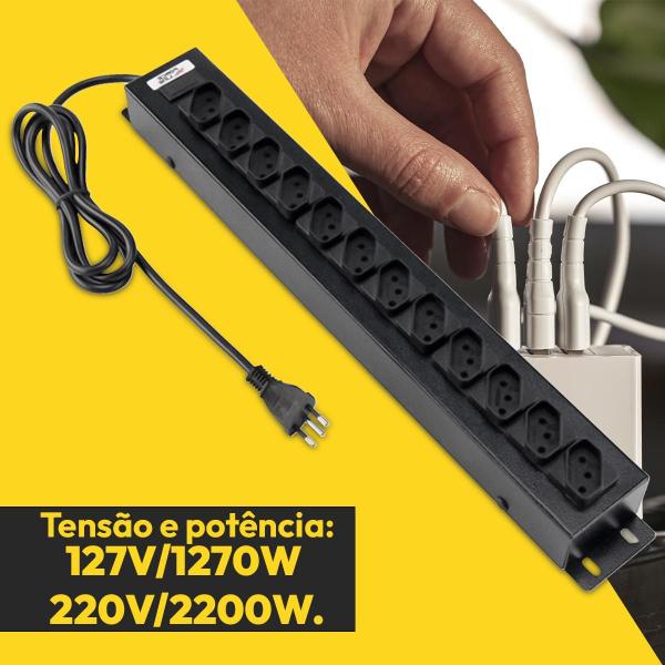 Imagem de Filtro de Linha 12 Tomadas Preto Force Line