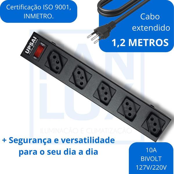 Imagem de Filtro De Linha De 5 Tomadas E Cabo De 1,2 Metros - Upsai