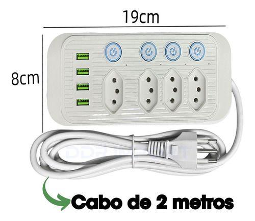 Imagem de Filtro De Linha Extensão Tomada Com Usb 10a Max 2500w 2mt Br