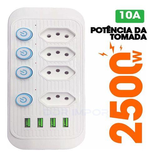 Imagem de Filtro De Linha Extensão Tomada Com Usb 10a Max 2500w 5mt Br