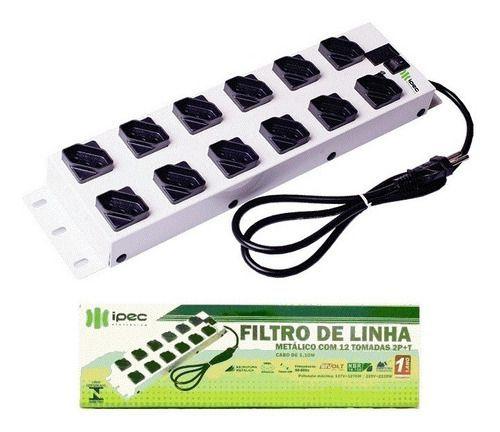 Imagem de Filtro De Linha Metalico Régua 12 Tomadas Bivolt 10a Ipec