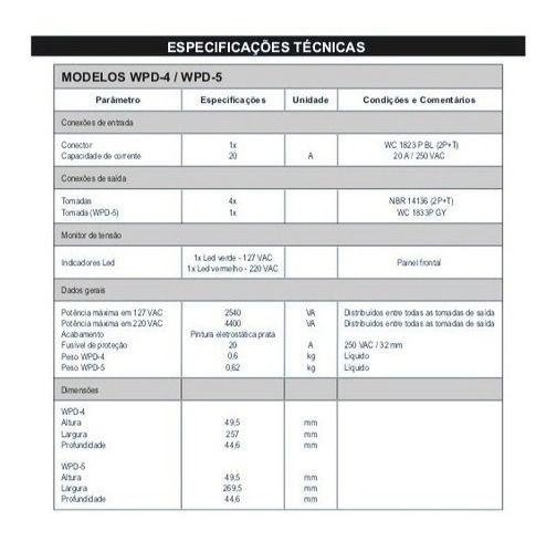 Imagem de Filtro De Linha Wireconex Wpd-4  Distribuidor De Energia C/NF