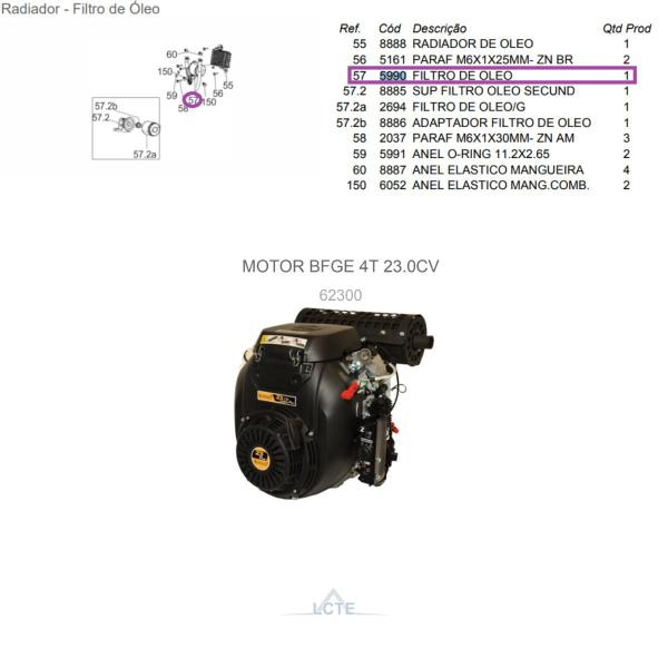 Imagem de Filtro de Óleo P/ Motor de 20.0cv BFGE - Buffalo CÓD: 5990