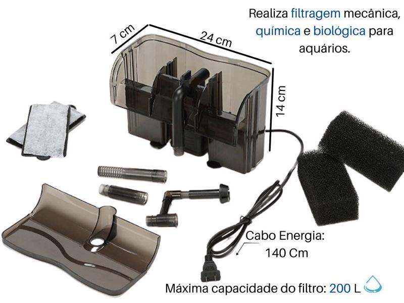 Imagem de Filtro Hang On externo p/ aquario sunsun Hbl 701 600l/h 110v