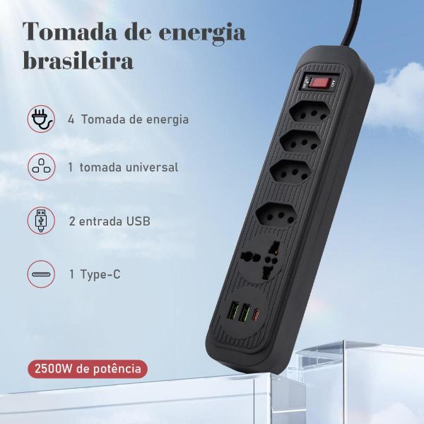 Imagem de Filtro Linha Extensão 4T 2 Usb 1 Pd 1 Universal Bivolt