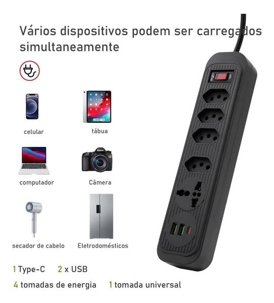 Imagem de Filtro Linha Extensão 4T 2 Usb 1 Pd 1 Universal Bivolt