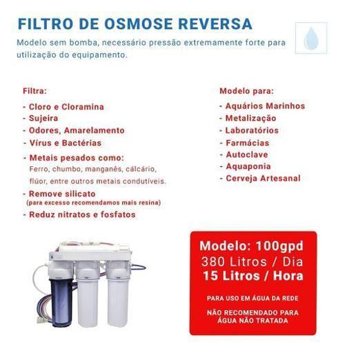 Imagem de Filtro Osmose Reversa + Deionizador 100Gpd Aquários Marinhos