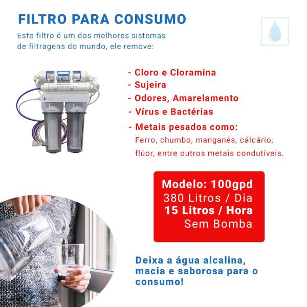 Imagem de Filtro Osmose Reversa para Consumo 100gpd 5 estágios