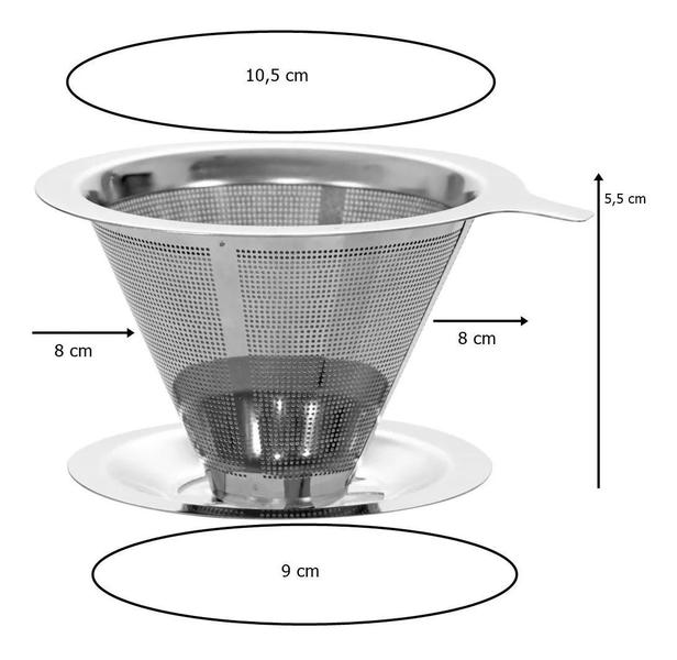 Imagem de Filtro para Café Reutilizável em Inox Coador 101 Pequeno