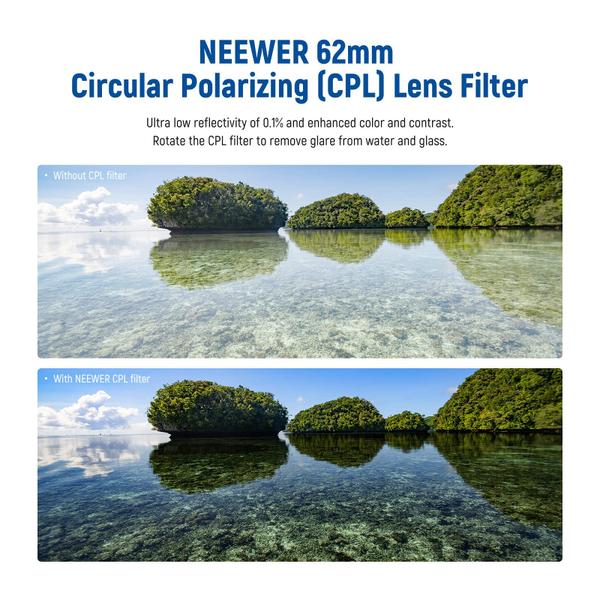 Imagem de Filtro polarizador Filtro polarizador circular Neewer 62mm (CPL)