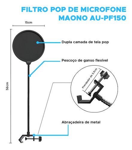 Imagem de Filtro Pop De Microfone Maono Au-pf150 Camada De Dupla Ação