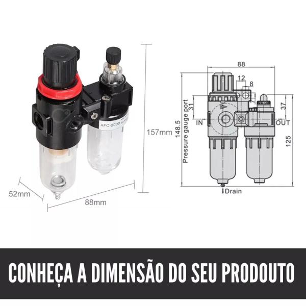 Imagem de Filtro Regula Lubrifil Compressor Pressure Motomil Tekna