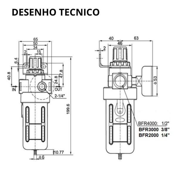 Imagem de Filtro Regulador Ar 3/8 BFR3000 com Manômetro