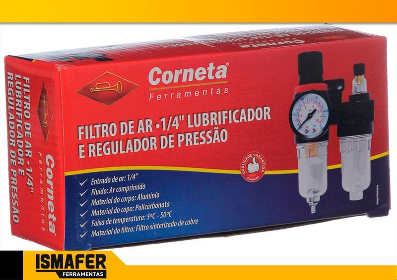 Imagem de Filtro Regulador De Ar Para Compressor 1/4 Com Manometro - Corneta