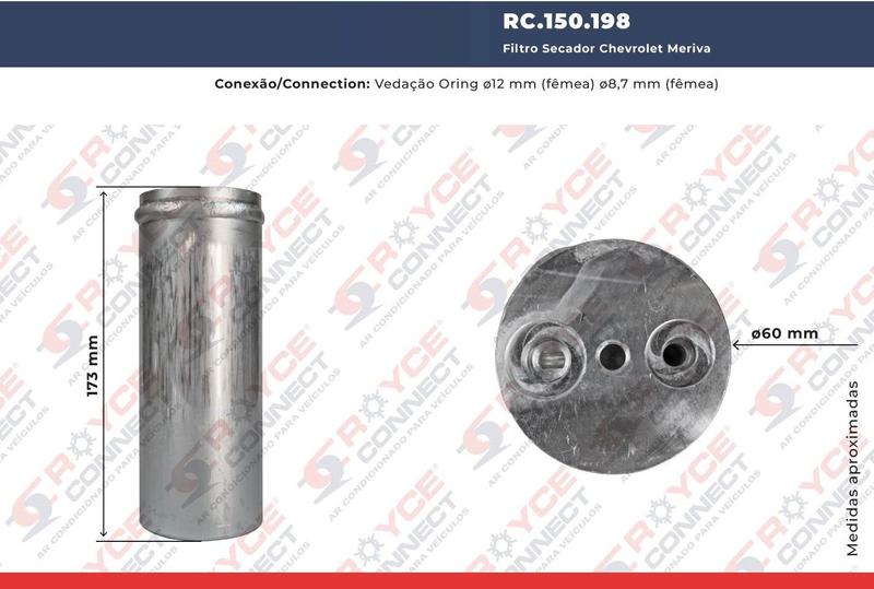 Filtro Secador Meriva 52496875 - ROYCE Imagem de Filtro Secador Meriva 52496875