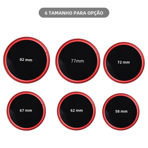 Imagem de Filtro Variável ND Fader Slim 2 a 400 De Densidade Neutra Para Câmera Canon Nikon DSLR 58 67 72 77