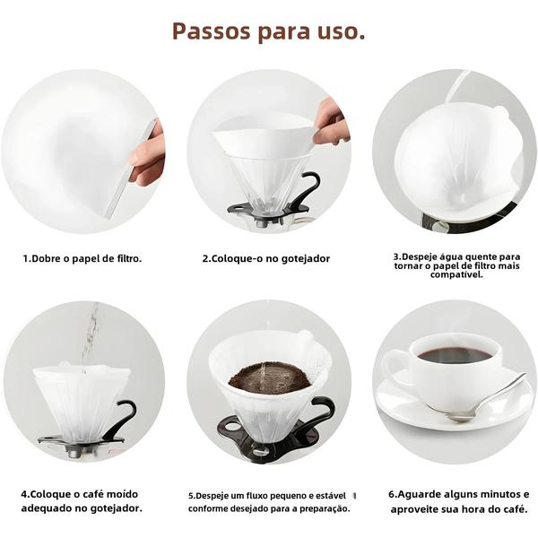 Imagem de Filtros de Café de Cone Marrom - 100 Unidades Descartáveis (1-4 Copos) - Não Branqueados