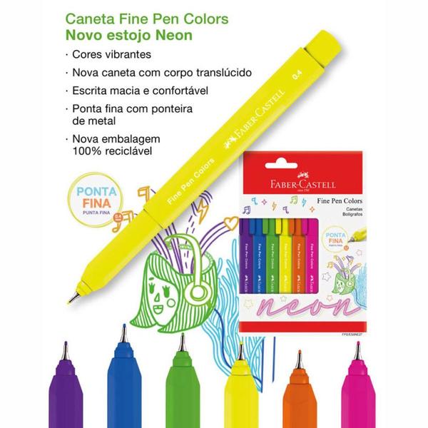 Imagem de Fine Pen Faber Castel Tropical Pastel Neon Caneta Ponta Fina