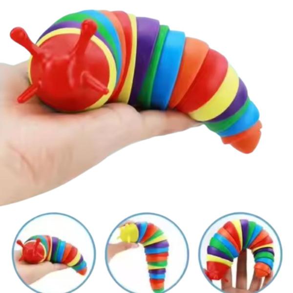 Imagem de Finger Slug Lesma Colorida Brinquedo Fidget Toys Articulado Sensorial