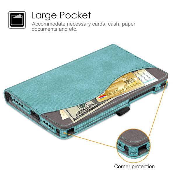 Imagem de Fintie Case para Samsung Galaxy Tab A 8.0 2019 Sem Modelo S Pen (Wi-Fi SM-T290, SM-T295 LTE), Proteção de canto Cobertura de suporte multi-ângulo com bolso, turquesa/marrom