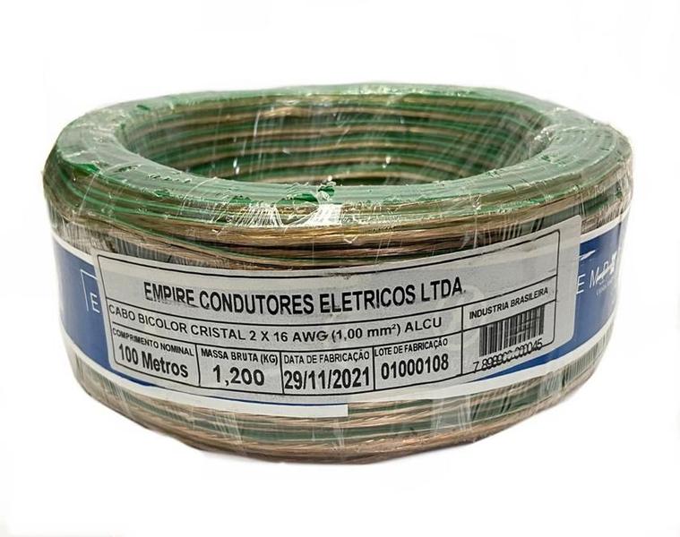 Fio Bicolor Paralelo Cristal Cabo 2X1,00mm Rolo 100m - 100 metros Nfe - Empire Condutores eletricos LTDA Imagem de Fio Bicolor Paralelo Cristal Cabo 2X1,00mm Rolo 100m - 100 metros Nfe