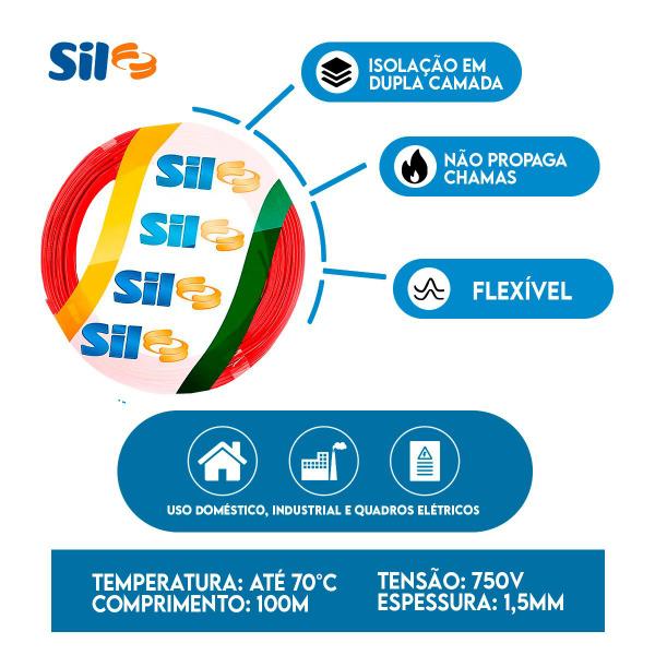 Imagem de Fio Cabo cabinho Flexível 1,5mm 100 Metros Sil Cores - cobre energia fio 750v original