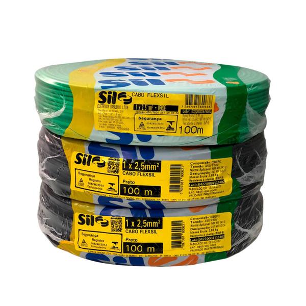 Fio Cabo Flexivel 2,5mm Sil - Kit com 3 Rolos de 100 metros Imagem de Fio Cabo Flexivel 2,5mm Sil - Kit com 3 Rolos de 100 metros