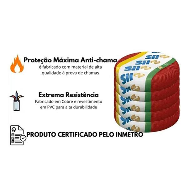 Fio Cabo Flexível 4mm 750v Elétrico 50 Metros Vermelho Sil Imagem de Fio Cabo Flexível 4mm 750v Elétrico 50 Metros Vermelho Sil