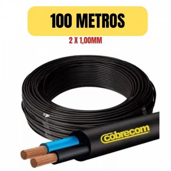 Imagem de Fio cabo pp flexivel 2 x 1,00mm 100 metro preto cobrecom