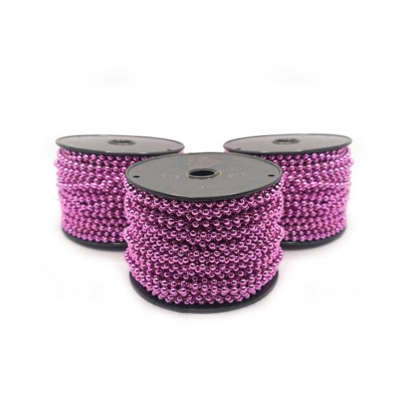 Imagem de Fio Cordão Aljofre Pérola Plástico Pink 4mm Rolo 30 Metros 300g