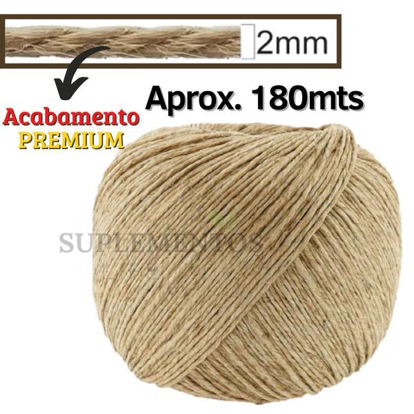 Imagem de Fio Cordão Barbante Rami 2mm Rolo 200g Sisal Aprox 180mts Para Artesanatos Convite Amarração