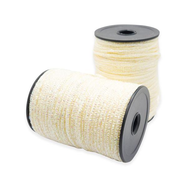 Imagem de Fio Cordão Metalizado Branco 2 Rolos 1mm 100m 320g Embrulho Decoração