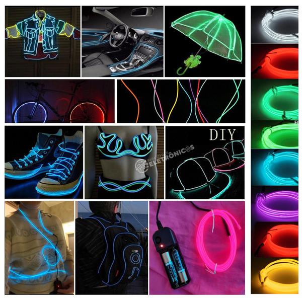 Imagem de Fio Cordão Neon Fluorescente 5 Metros Com Controlador Luz Flexível CYL5865