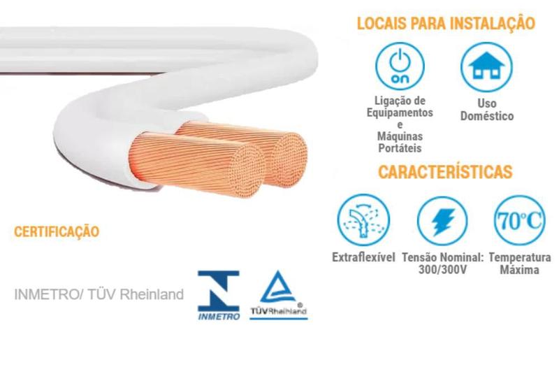 Imagem de Fio Cordão Paralelo 2x1mm Sil Rolo 100 Metros