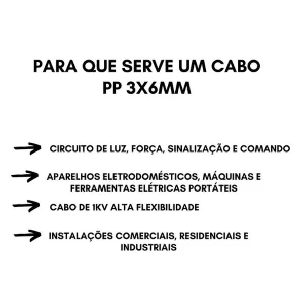 Imagem de Fio De Cobre Eletrico 3x6,0mm Pp Multinax 0,6/1kv De 65 Metros