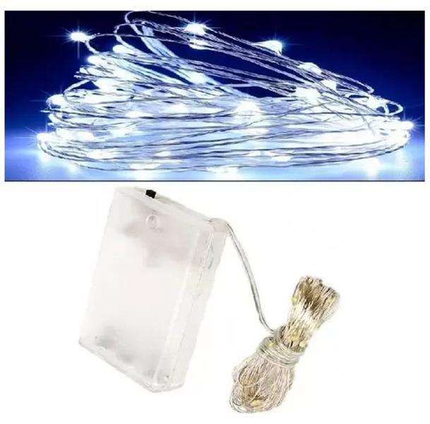 Fio De Led Fada Cordão 10 Metros Leds Branco Frio Pilha - Coisaria Imagem de Fio De Led Fada Cordão 10 Metros Leds Branco Frio Pilha