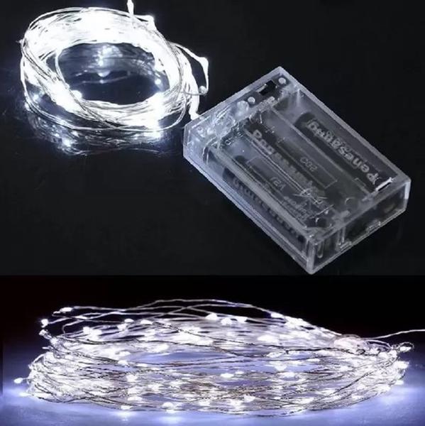 Fio De Led Fada Cordão 10 Metros Leds Branco Frio Pilha - Coisaria Imagem de Fio De Led Fada Cordão 10 Metros Leds Branco Frio Pilha