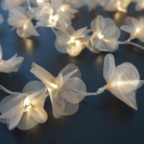 Imagem de Fio De Luz Luz De Fada Cordão Led Pompom Organza Nude Bivolt