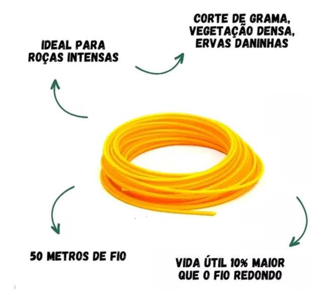 Imagem de Fio De Nylon amarelo 3,0mm X 50 Metros para Roçadeira Corte