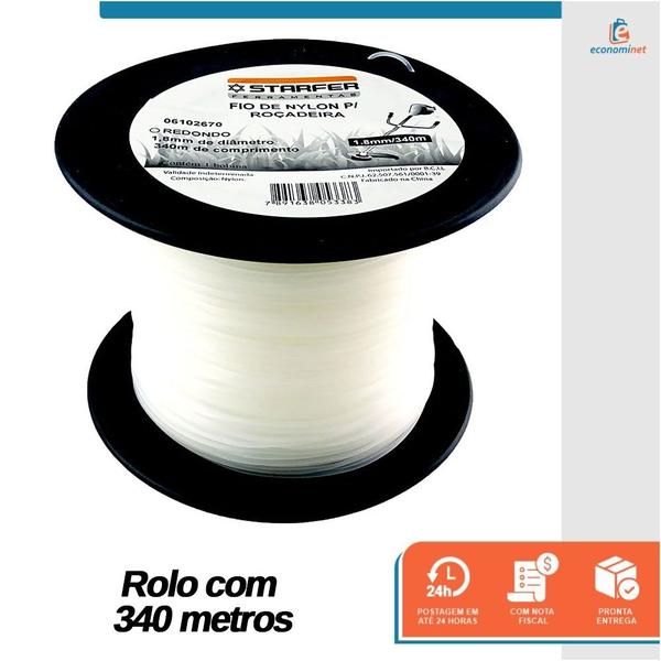 Imagem de Fio de Nylon para Roçadeira Aparador de Grama 1,8mm x 340 metros